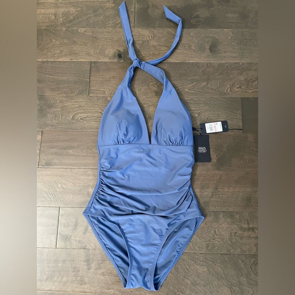 Tommy Hilfiger Standard One Piece Swimsuit in Harbor Blue Solid - size 10